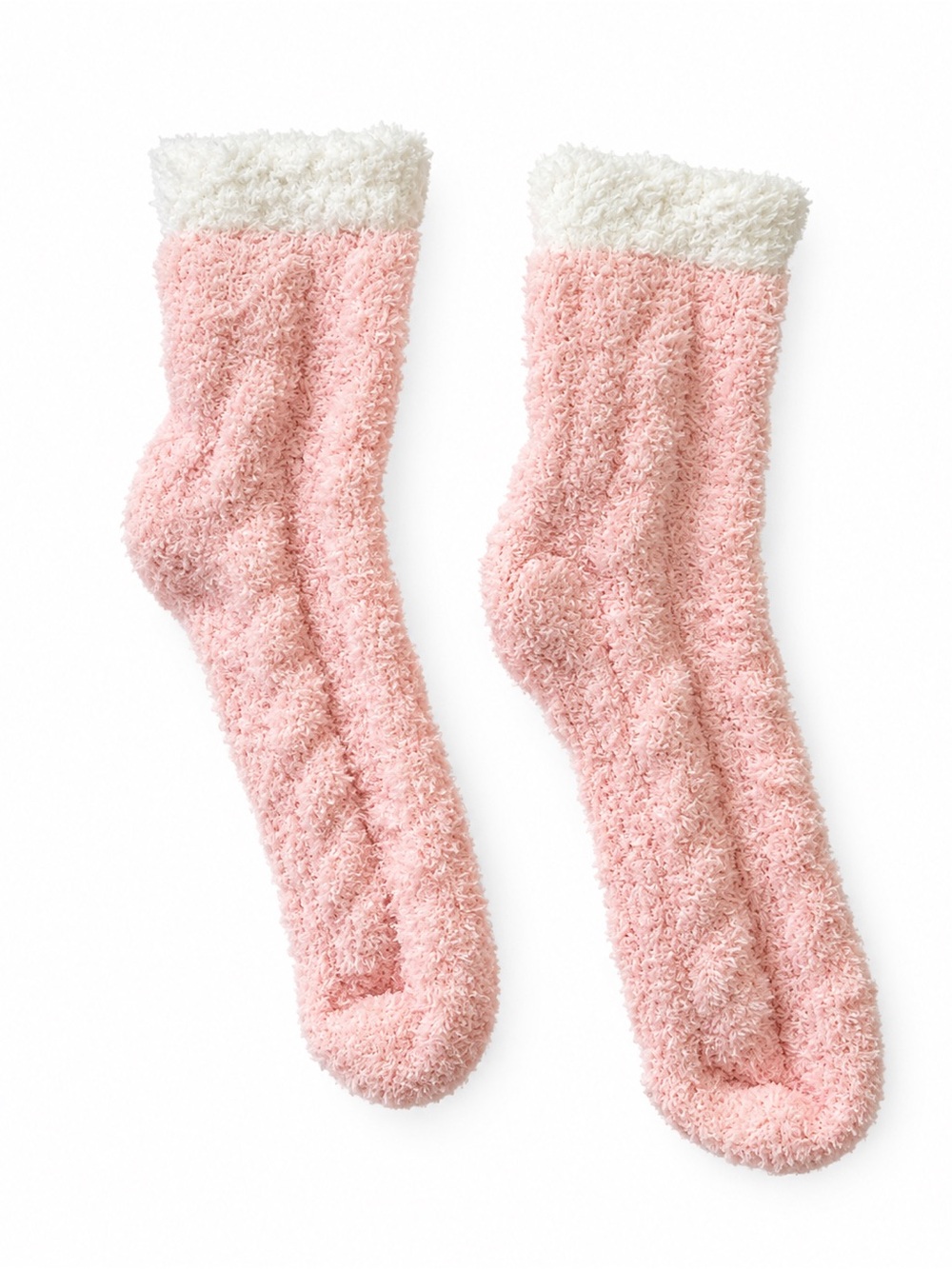 Plush Pink Fuzzy Sherpa-Trim Socks